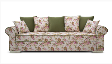 Прямой диван Ameli (Arcadia rose+shaggy green+glance bone) в Биробиджане