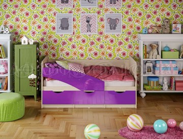 Кроватка Бабочки 800*1600, Фиолетовый глянец в Биробиджане