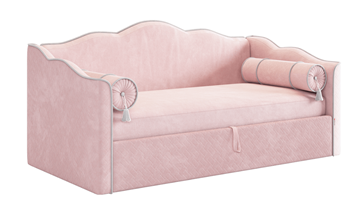 Детская кровать с подъемным механизмом Лея (Софа) 90х200 (нежно-розовый (велюр)/галька (велюр)) в Биробиджане