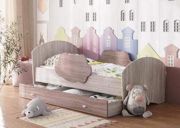 1-спальная детская кровать Тучка с ящиком, корпус Ясень Шимо светлый, фасад Ясень Шимо темный в Биробиджане