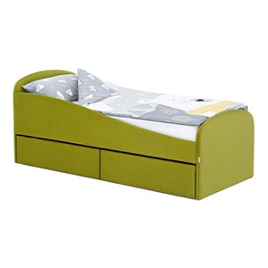 Мягкая кровать с ящиками Letmo 190х80 оливковый (велюр) в Биробиджане