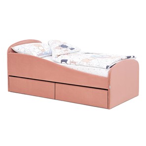 Мягкая кровать с ящиками Letmo 190х80 пудровый (велюр) в Биробиджане