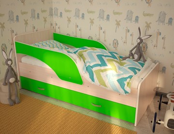 Кровать детская Максимка, корпус Млечный дуб, фасад Салатовый в Биробиджане