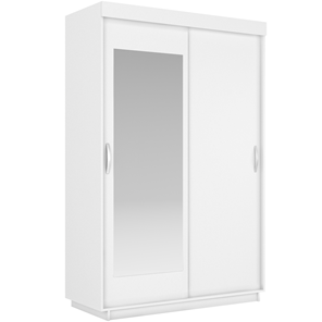 Шкаф 2-дверный Лайт (ДСП/Зеркало) 800х595х2120, Белый Снег в Биробиджане
