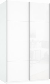 Шкаф Прайм (ДСП/Белое стекло) 1200x570x2300, белый снег в Биробиджане