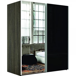 Шкаф 2-дверный Эста (Зеркало/Стекло черное) 1800x660x2200, венге мали в Биробиджане