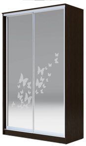 Шкаф двухстворчатый 2400х1362х620 два зеркала, "Бабочки" ХИТ 24-14-66-05 Венге Аруба в Биробиджане