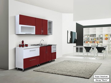 Модульный кухонный гарнитур Мыло 224 2000х918, цвет Бордо/Белый металлик в Биробиджане