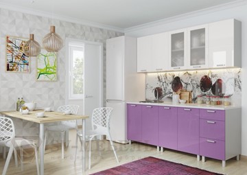 Кухонный гарнитур угловой Модерн, белый глянец/фиолетовый металлик в Биробиджане