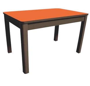 Стол на кухню Айсберг-05 СТ1, венге ЛДСП/стекло оранжевое/42 прямые массив венге в Биробиджане