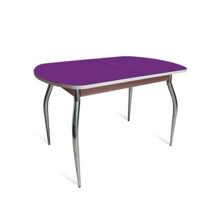 Обеденный стол ПГ-08 СТ2, дуб молочный/фиолетовое стекло/35 хром гнутые металл в Биробиджане