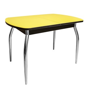 Кухонный стол раздвижной ПГ-01 СТ2, венге/желтое стекло/35 хром гнутые металл в Биробиджане