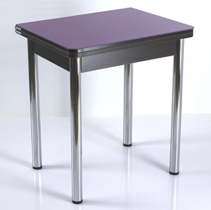 Кухонный пристенный стол СПА-02 СТ2, венге ЛДСП/стекло фиолетовый/39 прямые трубки хром в Биробиджане