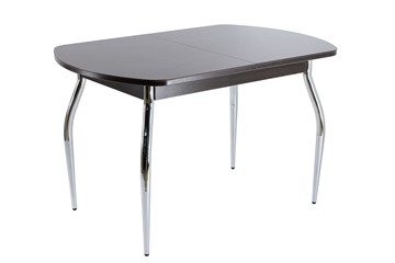 Стеклянный обеденный стол ПГ-07 СТ1 венге/черное стекло/хром фигурные в Биробиджане