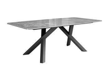 Керамический обеденный стол DikLine KS220 керамика Monsoon (серый глянец JA688) / опоры черные в Биробиджане