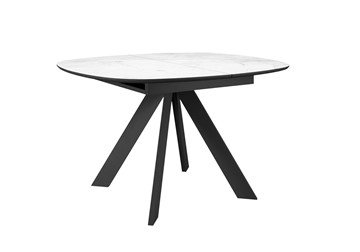 Керамический обеденный стол DikLine BK100 Керамика Белый мрамор/подстолье черное/опоры черные в Биробиджане