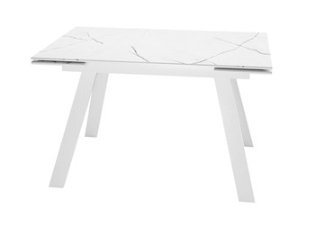 Стол обеденный раскладной DikLine DKL140 Керамика Белый мрамор/опоры белые (2 уп.) в Биробиджане
