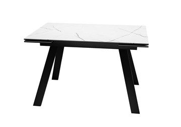 Раскладной стол DikLine DKL140 Керамика Белый мрамор/опоры черные (2 уп.) в Биробиджане