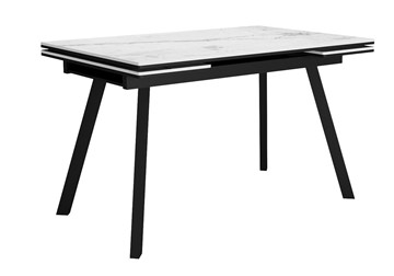Стол обеденный раздвижной DikLine SKA125 Керамика Белый мрамор/подстолье черное/опоры черные (2 уп.) в Биробиджане