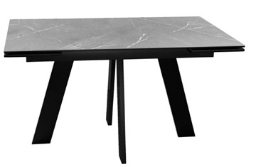 Стол обеденный раскладной DikLine SKM140 Керамика серый мрамор/подстолье черное/опоры черные (2 уп.) в Биробиджане