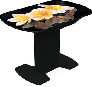 Кухонный стол раскладной Корсика исп. 1 Фотопечать (Цветы №11) 1100(1415)*700 в Биробиджане