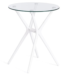 Стеклянный обеденный стол PARNAVAZ (mod. 29) пластик/стекло, 60х60х70,5 прозрачный/белый арт.19697 в Биробиджане