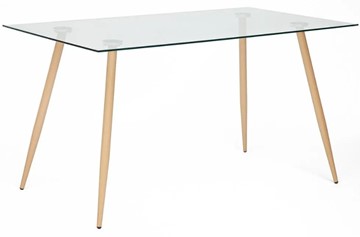 Стеклянный обеденный стол SOPHIA (mod. 5003) металл/стекло (8мм), 140x80x75, бук/прозрачный арт.12098 в Биробиджане