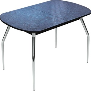 Обеденный раздвижной стол Ривьера исп.2 хром №5 (Exclusive h129/черный) в Биробиджане