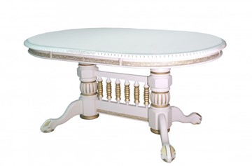 Овальный стол на кухню Азия 106Х160Х200Х240, Слоновая кость+Патина в Биробиджане