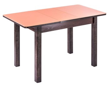 Обеденный раздвижной стол Айсберг-01 СТ1, венге ЛДСП/стекло оранжевое/42 прямые массив венге в Биробиджане
