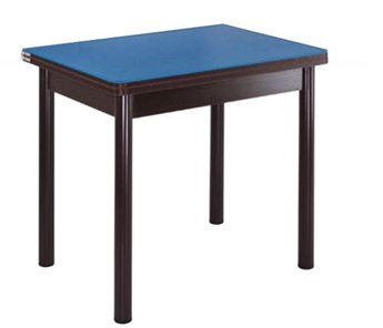 Кухонный пристенный стол СПА-01 СТ2, венге ЛДСП/стекло синие/38 прямые трубки крашеные коричневый в Биробиджане