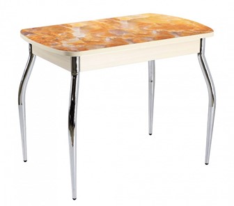 Кухонный стол раскладной ПГ-07 СТФ, дуб молочный лдсп/оникс/35 хром гнутые в Биробиджане