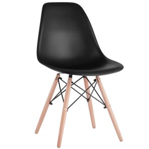 Комплект обеденных стульев 4 шт. BRABIX "Eames CF-010", пластик черный, опоры дерево/металл, 532631, 2033A в Биробиджане
