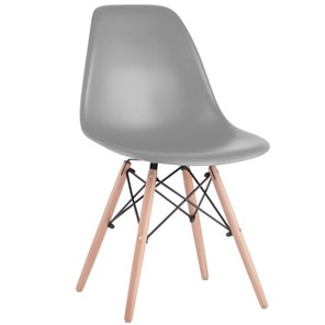 Комплект обеденных стульев 4 шт. BRABIX "Eames CF-010", пластик серый, опоры дерево/металл, 532632, 2033A в Биробиджане