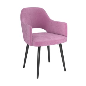 Обеденный стул Берта, велюр тенерифе розовый/Цвет металл черный в Биробиджане