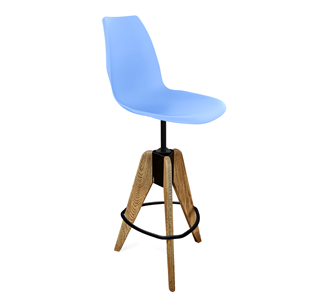 Барный стул SHT-ST29/S92 (голубой pan 278/брашированный коричневый/черный муар) в Биробиджане
