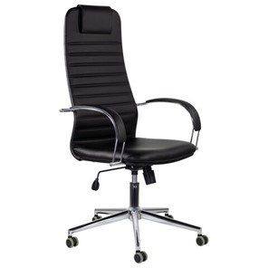 Кресло Brabix Premium Pilot EX-610 CH (хром, кожзам, черное) 532418 в Биробиджане