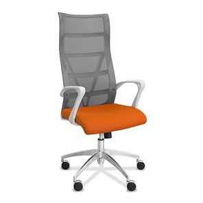 Офисное кресло для руководителя Топ X белый каркас, сетка/ткань TW / серая/оранжевая в Биробиджане