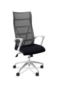 Кресло для руководителя Топ X белый каркас, сетка/ткань TW / серая/черная в Биробиджане