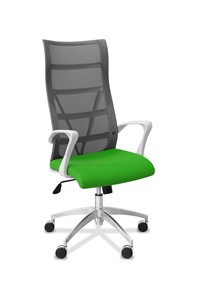 Кресло в офис Топ X белый каркас, сетка/ткань TW / серая/салатовая в Биробиджане