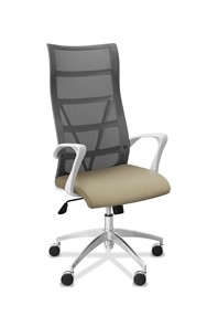 Офисное кресло Топ X белый каркас, сетка/ткань TW / серая/светло-серая в Биробиджане