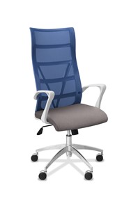 Офисное кресло Топ X белый каркас, сетка/ткань TW / синяя/серая в Биробиджане