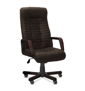 Офисное кресло для руководителя Атлант W, экокожа премиум / тёмно-коричневая CN1113/ дерево - венге в Биробиджане