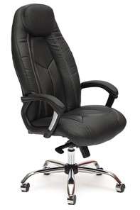Офисное кресло BOSS Lux, кож/зам, черный/черный перфорированный, арт.9160 в Биробиджане