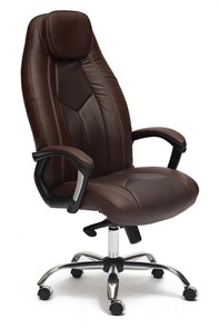 Кресло компьютерное BOSS Lux, кож/зам, коричневый/коричневый перфорированный, арт.9816 в Биробиджане