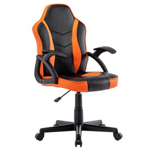 Офисное кресло BRABIX "Shark GM-203", экокожа, черное/оранжевое, 532513 в Биробиджане