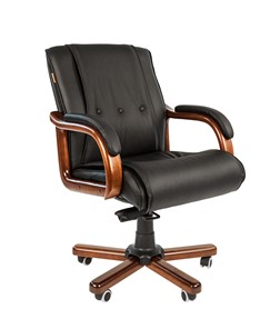 Кресло компьютерное CHAIRMAN 653M кожа черная в Биробиджане