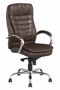 Кресло компьютерное J 9031-1 экокожа /хром, коричневый в Биробиджане
