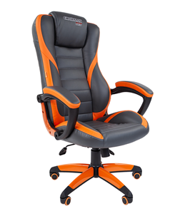 Кресло компьютерное CHAIRMAN GAME 22 эко кожа, серый/оранжевый в Биробиджане