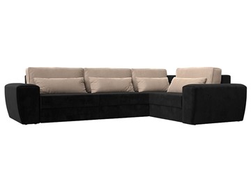 Угловой диван Лига-008 Long, Черный\Бежевый (велюр) арт. 118728 в Биробиджане